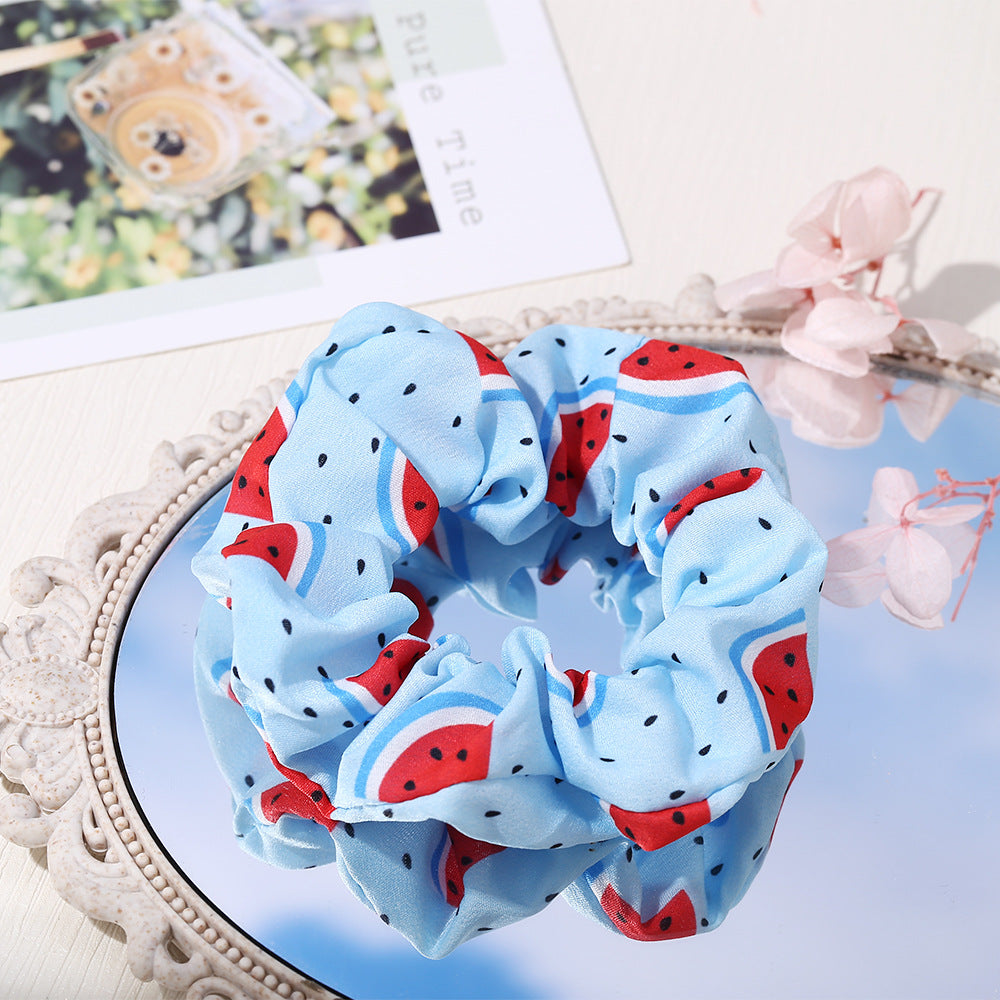 fashion floral fruit printing hair scrunchies