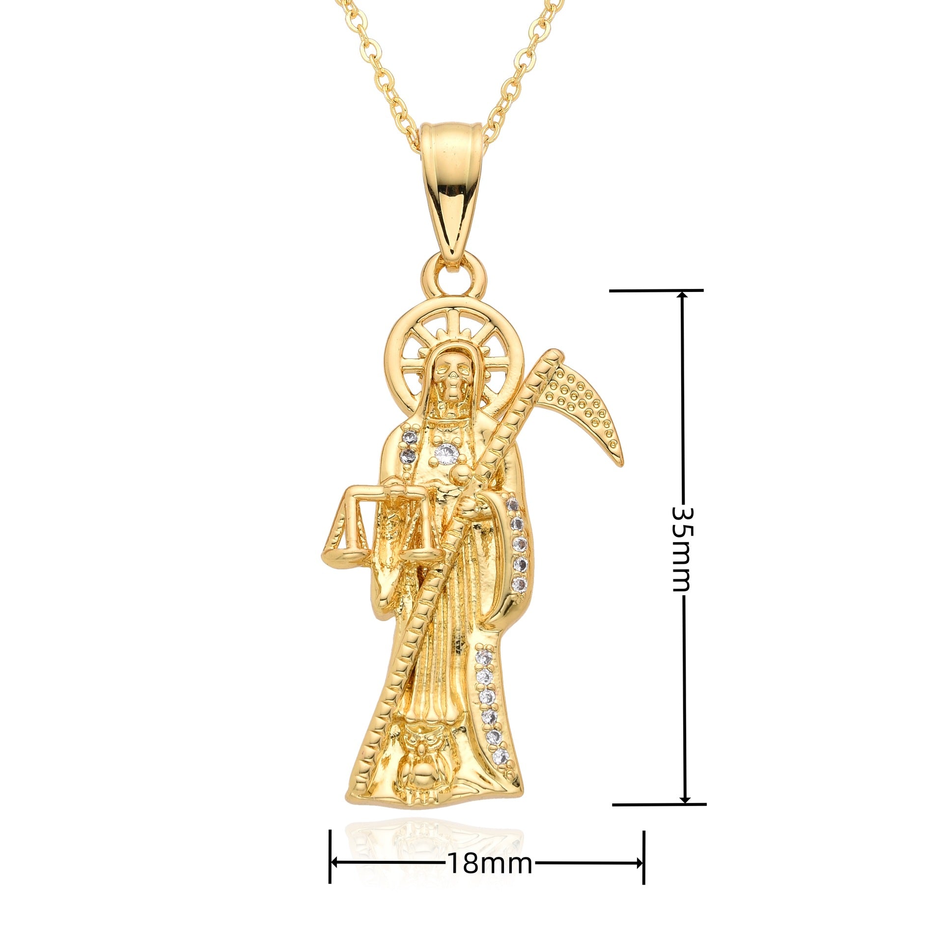 Copper Inlay Human Virgin Mary Zircon Pendant Necklace