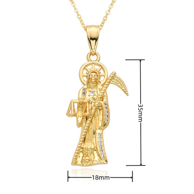 Copper Inlay Human Virgin Mary Zircon Pendant Necklace