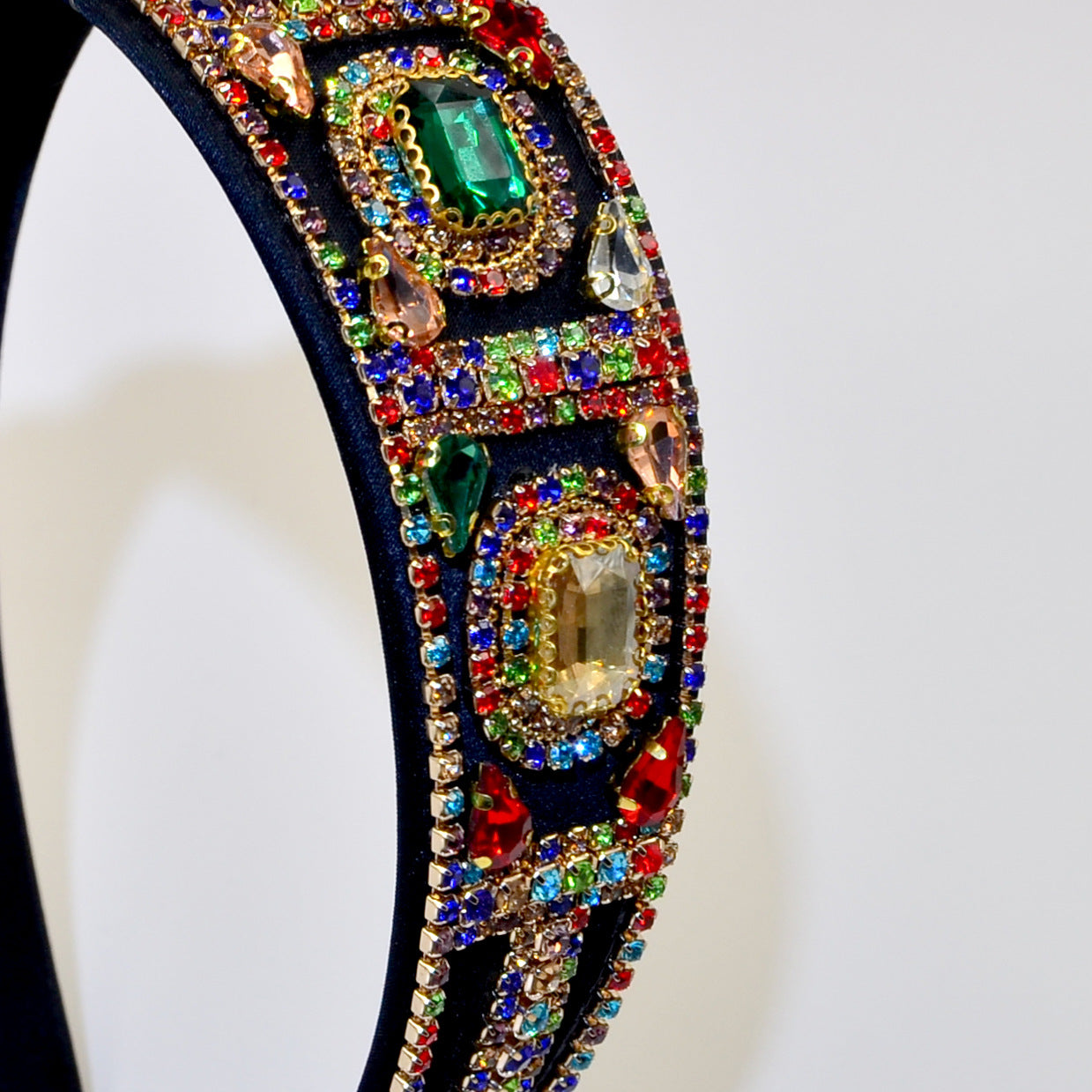 Women's Elegant Color Block Rhinestone Flannel Handmade Hair Band