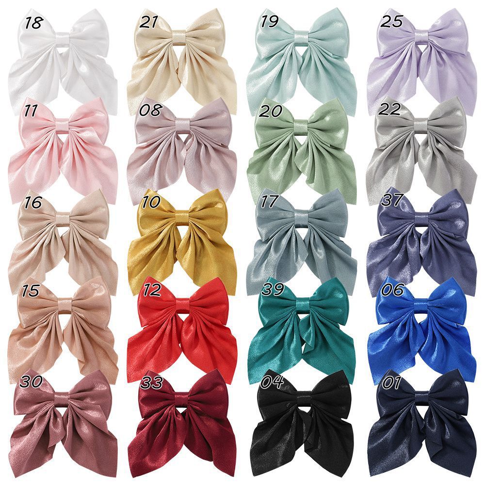Girl'S Sweet IG Style Bow Knot Yao Ming Polyester Ribbed Band Hair Clip
