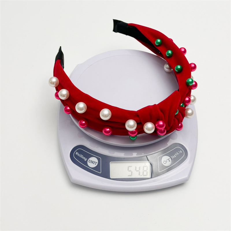 New Knotted Wide Brim Hair Band Pearl Rhinestone Fashionable High-Grade Headband Hair Fixer  Hair Accessories