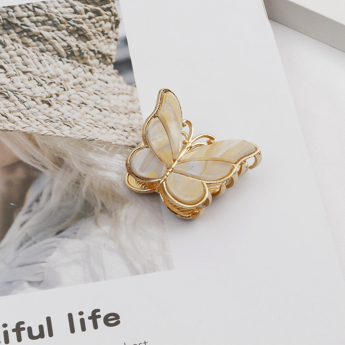 simple style butterfly acetic acid sheets plating hair claws 1 piece