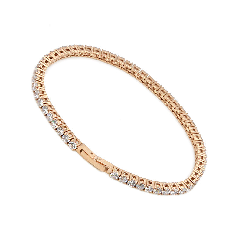 Classic Style Geometric Stainless Steel 18K Gold Plated Rose Gold Plated Zircon Tennis Bracelet In Bulk