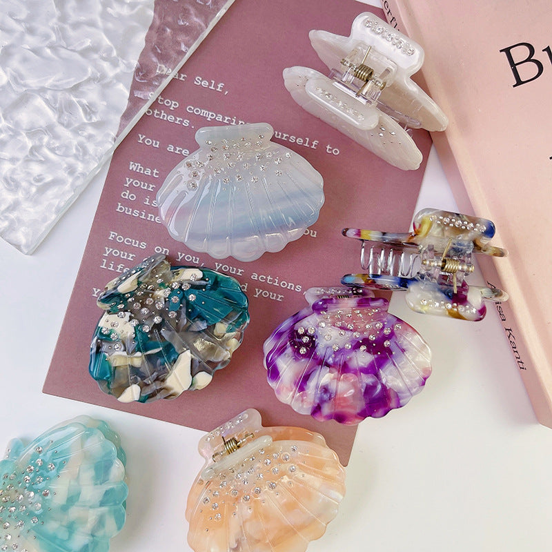 Women's Lady Korean Style IG Style Scallop Shell Acetic acid sheets Hair Claws