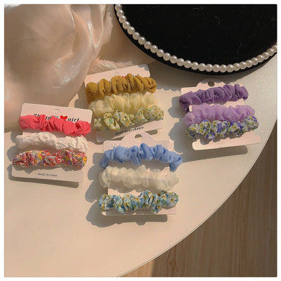 fashion flower cloth pleated hair tie 3 pieces