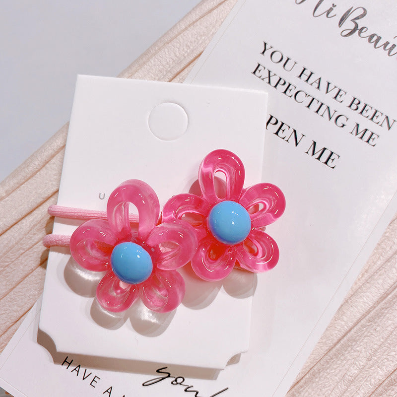 fashion flower mixed materials handmade hair tie 1 pair