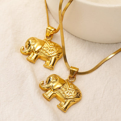 Jewelry Lady Elephant Titanium Steel Plating Pendant Necklace