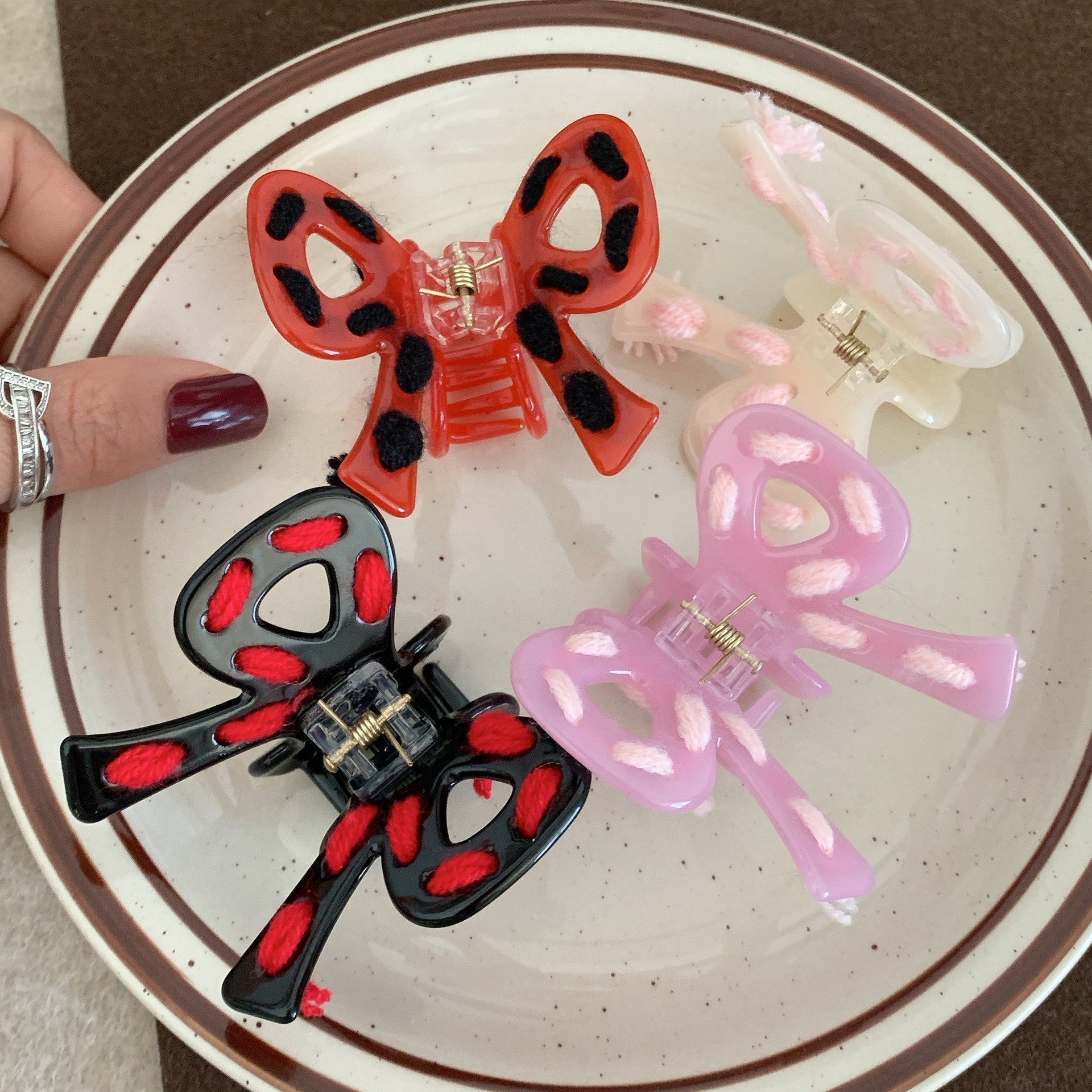 Women's Cute Sweet Bow Knot Acetic acid sheets Hair Claws