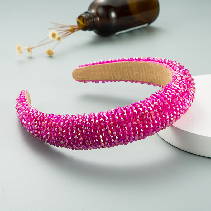 spring new sponge crystal wide edge headband