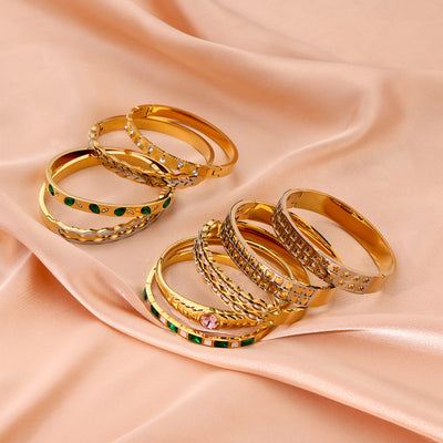 Elegant Geometric Square Leaves Titanium Steel Bangle In Bulk