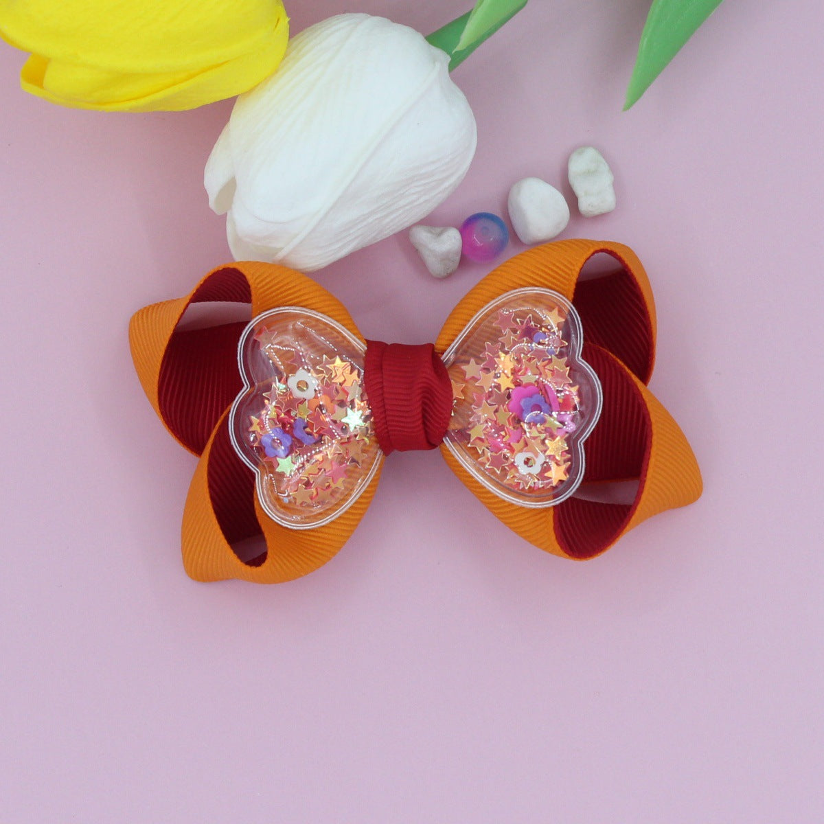 Girl'S Simple Style Solid Color Cloth Ribbon Hair Clip