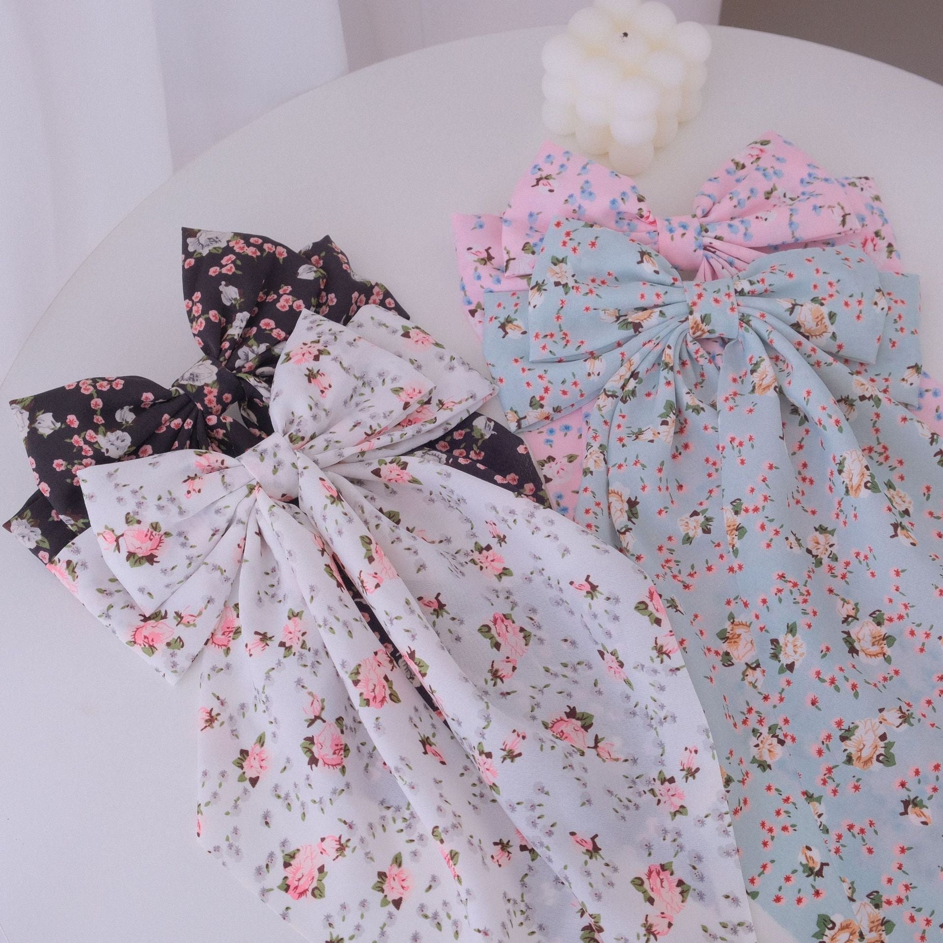 Women's Sweet Pastoral Bow Knot Cloth Floral Hair Claws