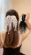 simple style heart shape lace tassel hair tie