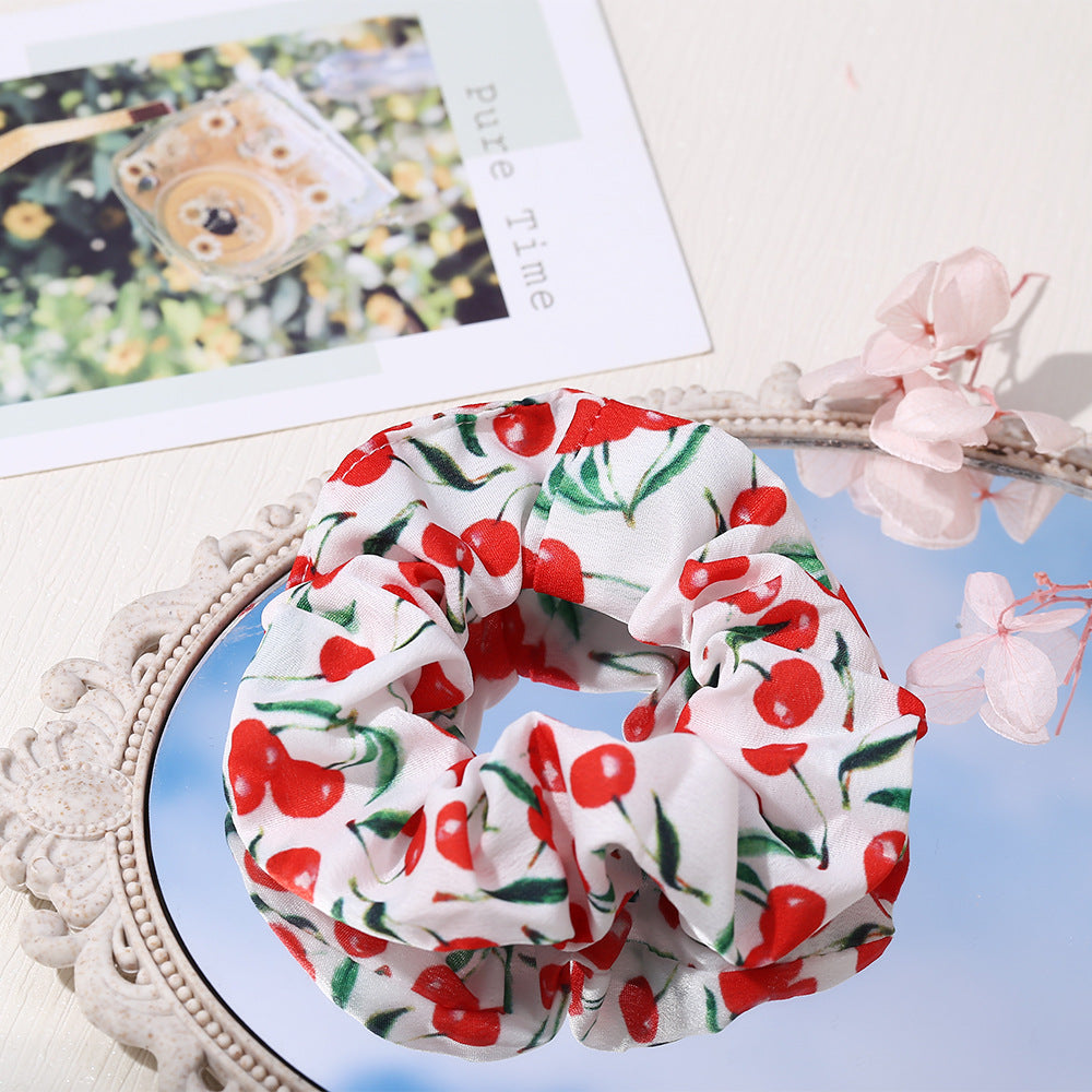fashion floral fruit printing hair scrunchies