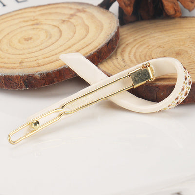 Women's Elegant Lady Streetwear Geometric Acetic acid sheets Criss Cross Rhinestones Hair Clip