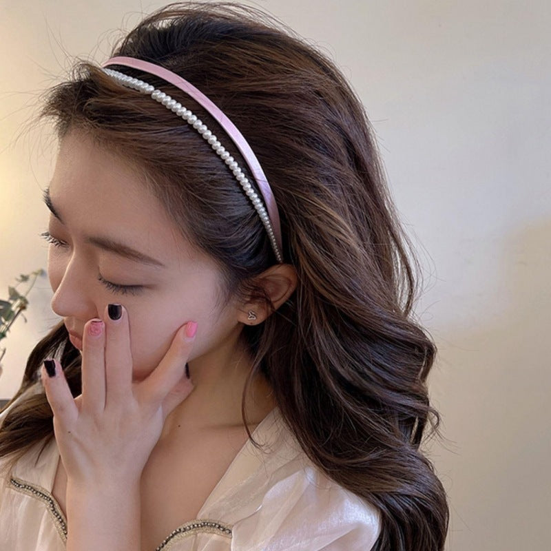 sweet simple style classic style geometric artificial pearl cloth hair band