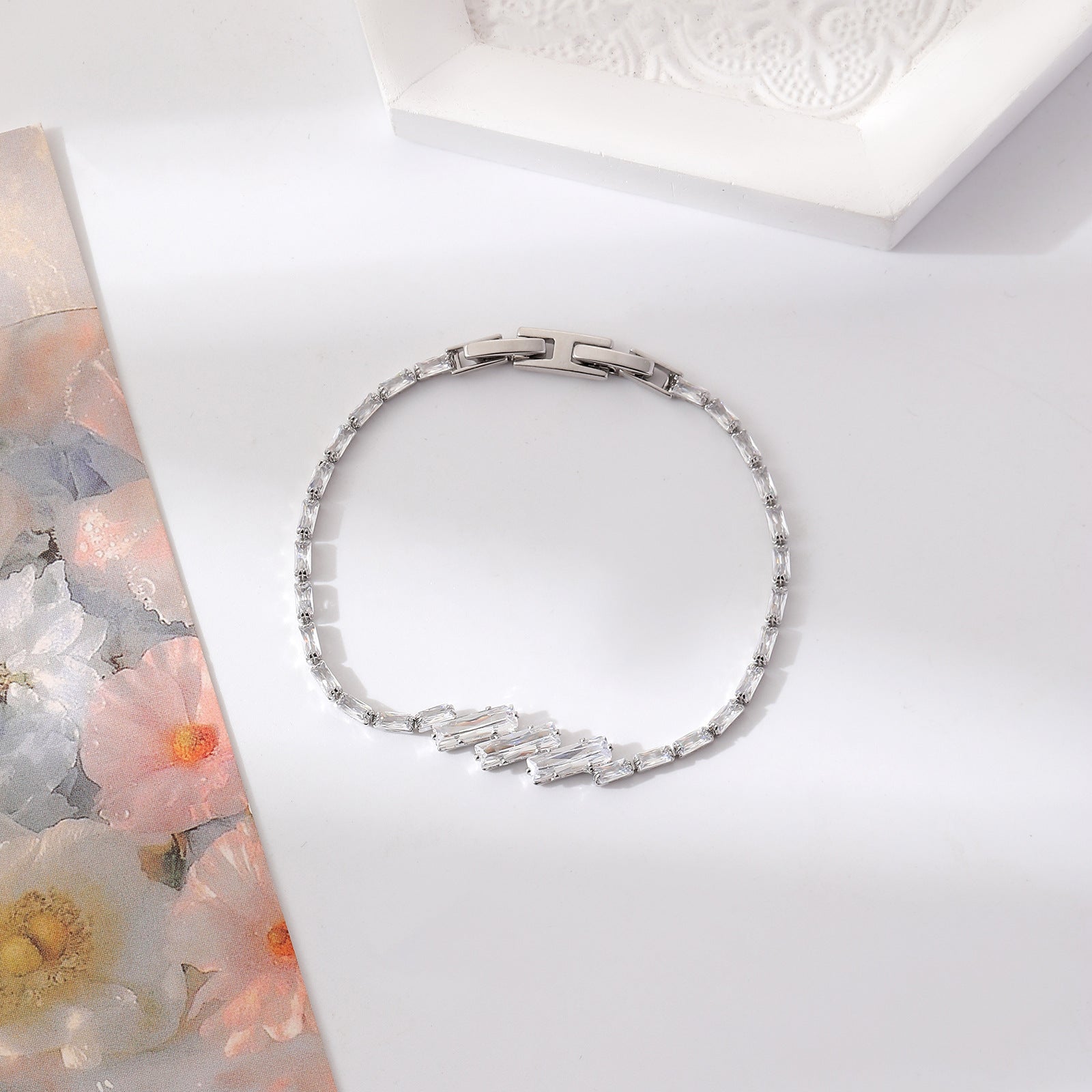 Copper Plating Inlay Geometric Zircon Bracelets