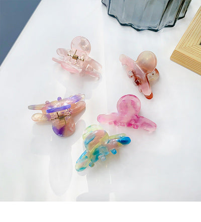 cute color block acetic acid sheets plating hair claws 1 piece