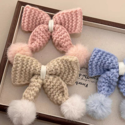 Women's Cute Sweet Bow Knot yarn Hair Clip