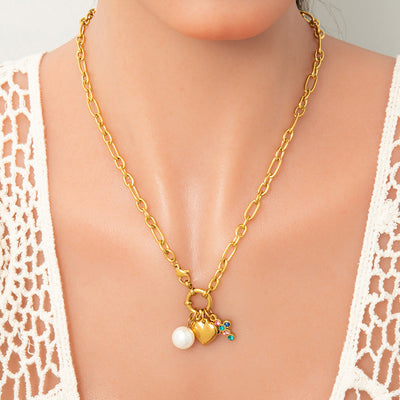 Jewelry Lady Heart Shape 304 Stainless Steel Plating Pendant Necklace