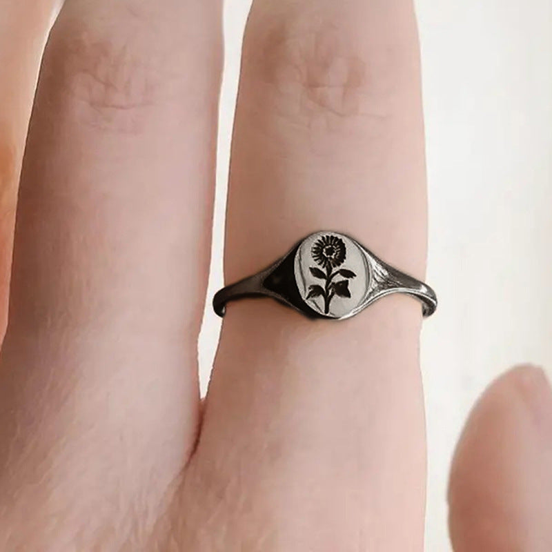 Copper Plating Floral Rings