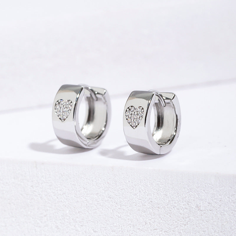 1 Pair Lady Heart Shape Plating Copper Zircon Earrings