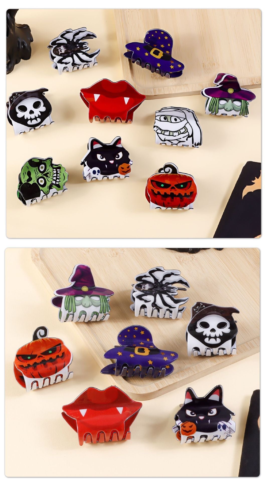 Halloween Hip-Hop Funny Women's Cat Spider Skull PVC Hair Claws