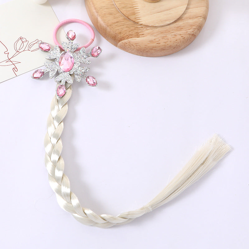 Girl'S Cute  Bow Knot Snowflake chemical fiber Inlay Rhinestones Hair Tie