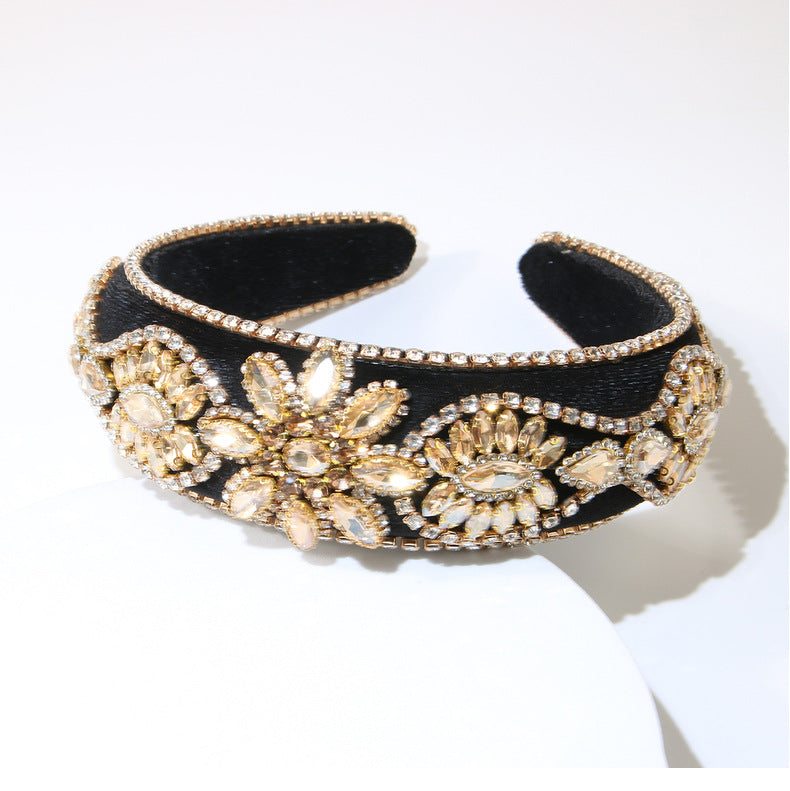 Women's Elegant Streetwear Geometric Flannel Rhinestones Hair Band
