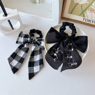 New Bow Long Ponytail Ribbon Large Intestine Hair Ring   Hot Sale Skull Hair Ring Hair Rope