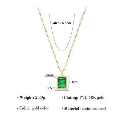 Jewelry Elegant Lady Streetwear Geometric Square Titanium Steel Zircon Plating Inlay Pendant Necklace