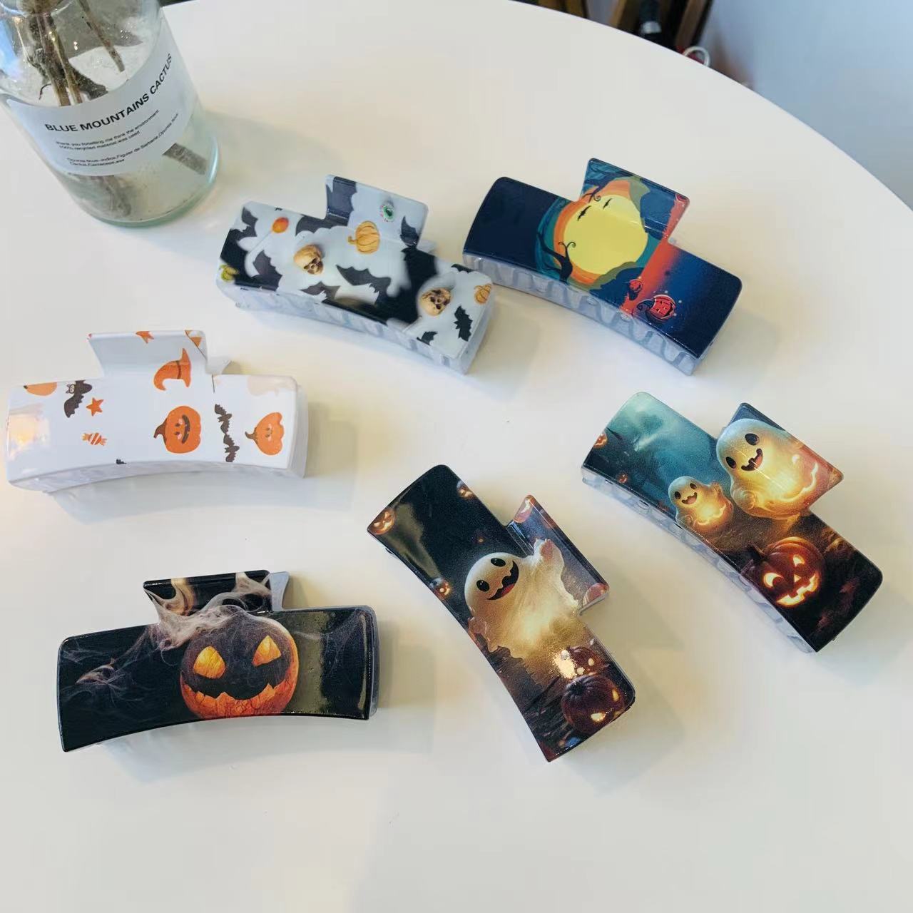 Halloween Cartoon Style Women's Pumpkin Bat Ghost Plastic Resin Polishing Hair Claws