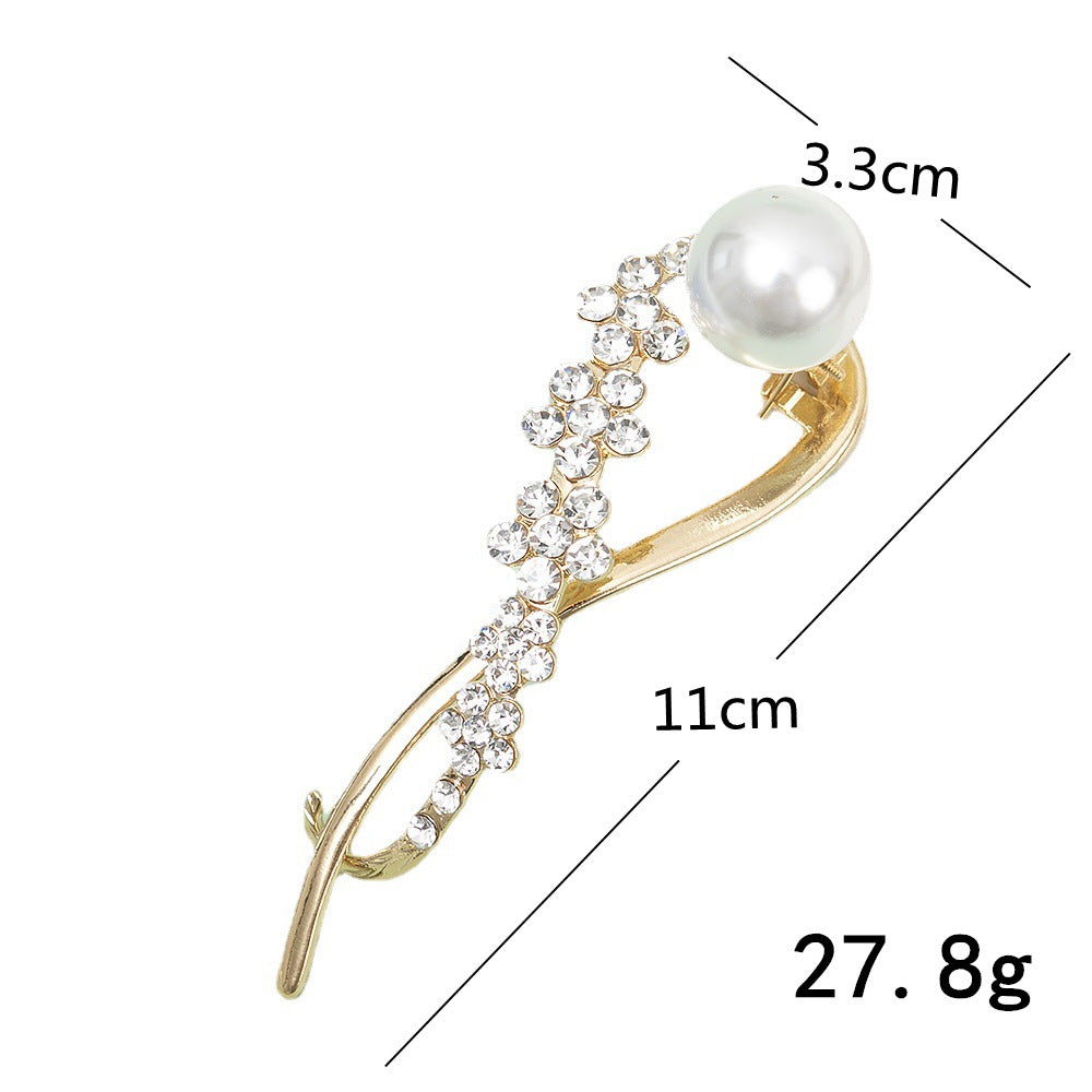 fashion solid color metal plating inlay rhinestones pearl hair clip 1 piece