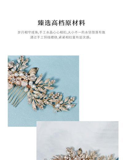 simple new pearl flower leaf hair clip