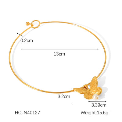 Jewelry Vintage Style Simple Style Heart Shape Butterfly Bow Knot 304 Stainless Steel Circle Plating Bowknot Choker