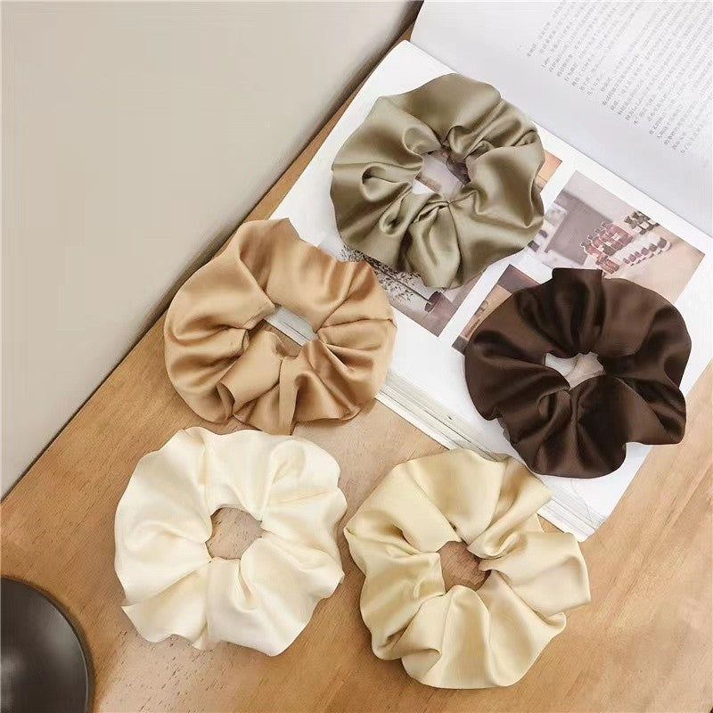 simple style commute solid color cloth handmade pleated hair tie
