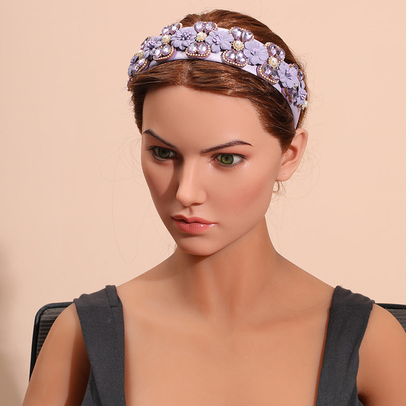 fashion geometric cloth handmade rhinestones hair band 1 piece