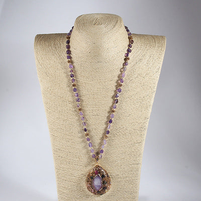 Vacation Simple Style Water Droplets natural stone Beaded Chain Pendant Necklace In Bulk