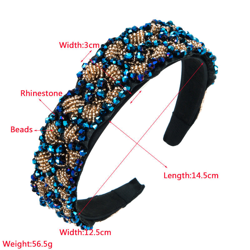 fashion plaid cloth inlay rhinestone hair band