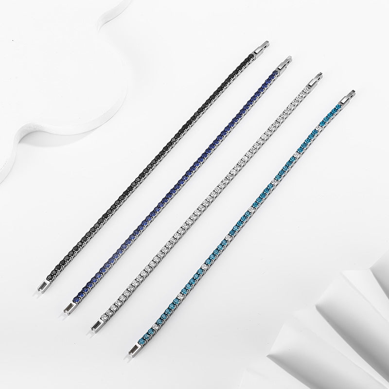 Shiny Geometric Titanium Steel Zircon Bracelets In Bulk