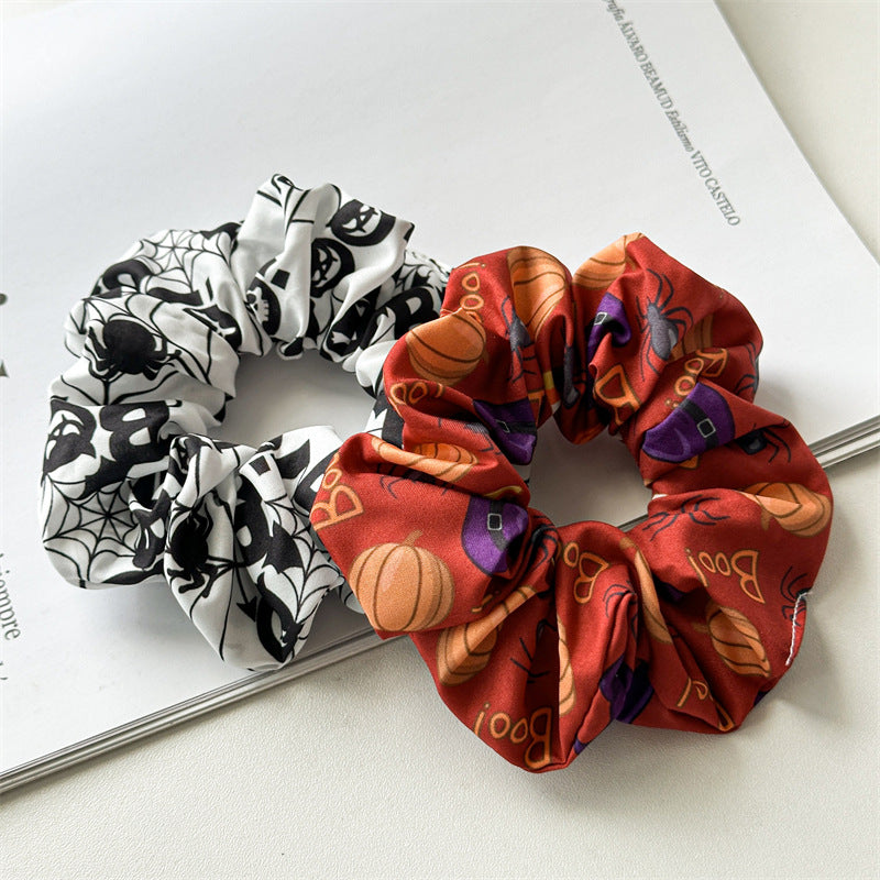 New Halloween Hair Ring  Hair Accessories Large Intestine Hair Ring  Hot Selling Product Festival Pumpkin Ghost Bat Head