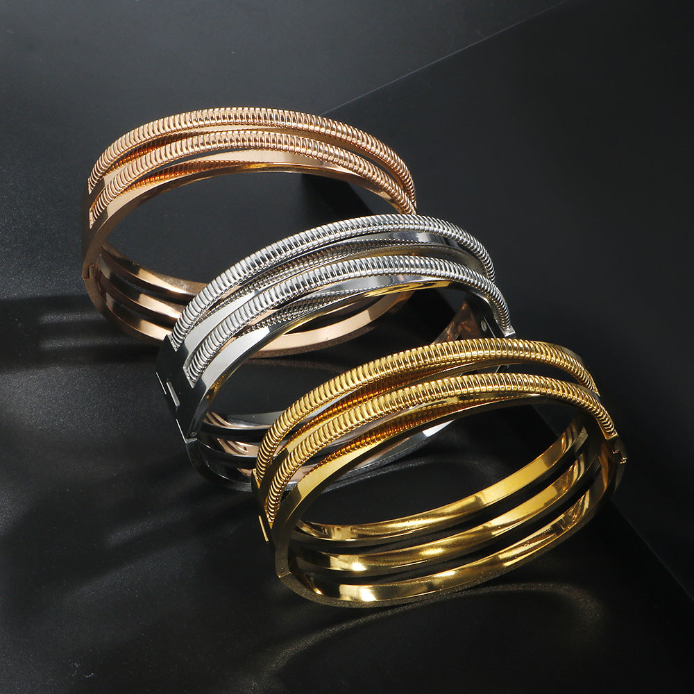 Simple Style Geometric 304 Stainless Steel Bangle In Bulk