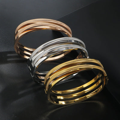 Simple Style Geometric 304 Stainless Steel Bangle In Bulk