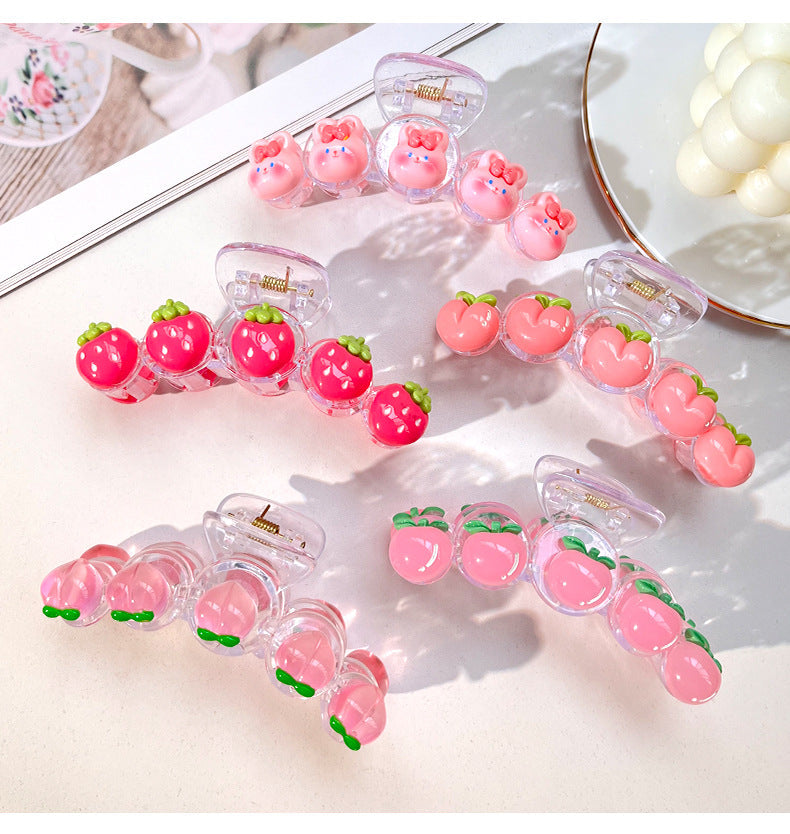 Women's Cartoon Style Peach Strawberry Plastic Resin Hair Claws