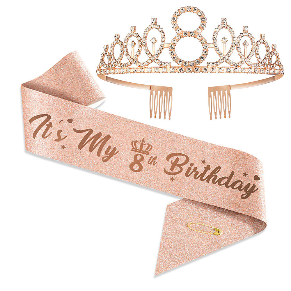 Girl'S Cartoon Style Letter Crown Metal Stoving Varnish Crystal Crown