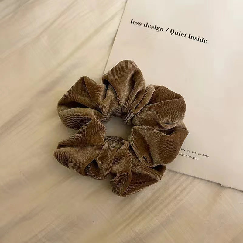 simple style solid color cloth flannel pleated hair tie