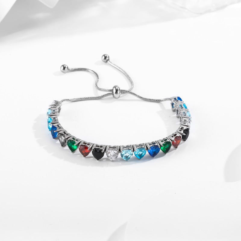 Shiny Heart Shape Titanium Steel Zircon Bracelets In Bulk