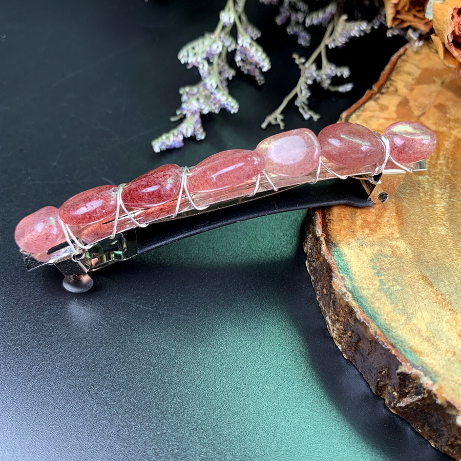 elegant lady geometric crystal plating hair clip