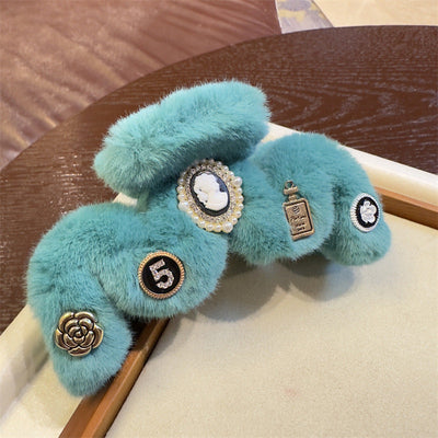 New Plush Large Size Grip Retro Classic Style Hair Volume Multi-Head Updo Hair Claw Shark Clip